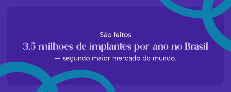 São feitos 3,5 milhões de implantes por ano no Brasil — segundo maior mercado do mundo.