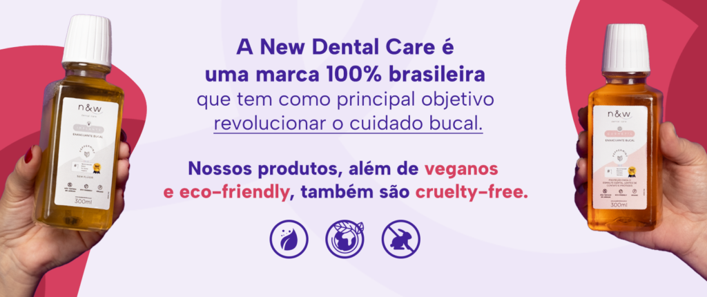 A New Dental Care é uma marca 100% brasileira que tem como principal objetivo revolucionar o cuidado bucal. Nossos produtos, além de veganos e eco-friendly, também são cruelty-free.